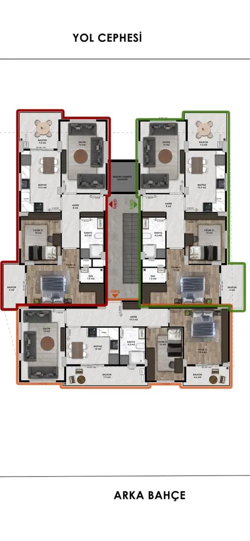Can Apartmanı 2+1 normal kat planı